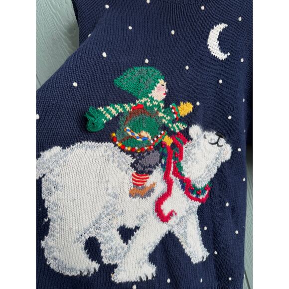 Vintage Marisa Christina Mary Engelbreit HandKnit Polar Bear Sweater 3D Details - Picture 3 of 6